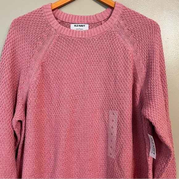 Old Navy Womens Cotton Blend Knit Crew Neck Pullover Sweater Pink L NWT - Picture 2 of 12